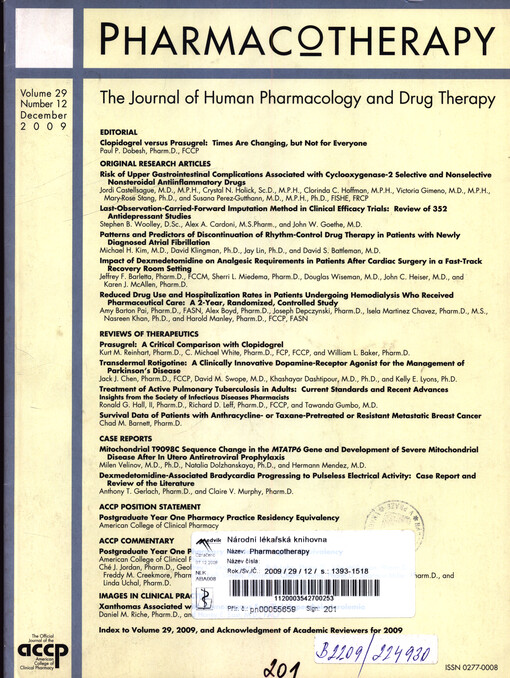 Pharmacotherapy : the journal of human pharmacology and drug therapy
