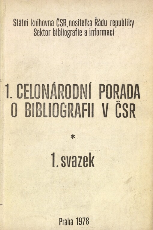 1. celonárodní porada o bibliografii v ČSR