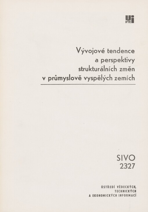 Vývojové tendence a perspektivy strukturálních změn v průmyslově vyspělých zemích