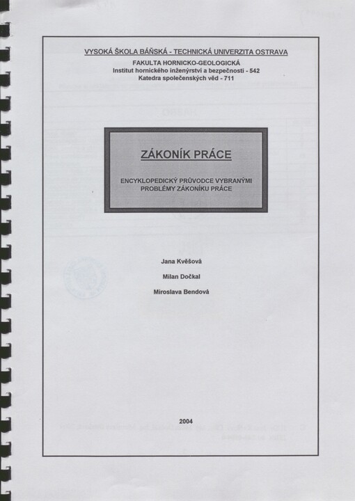 Zákoník práce: encyklopedický průvodce vybranými problémy zákoníku práce