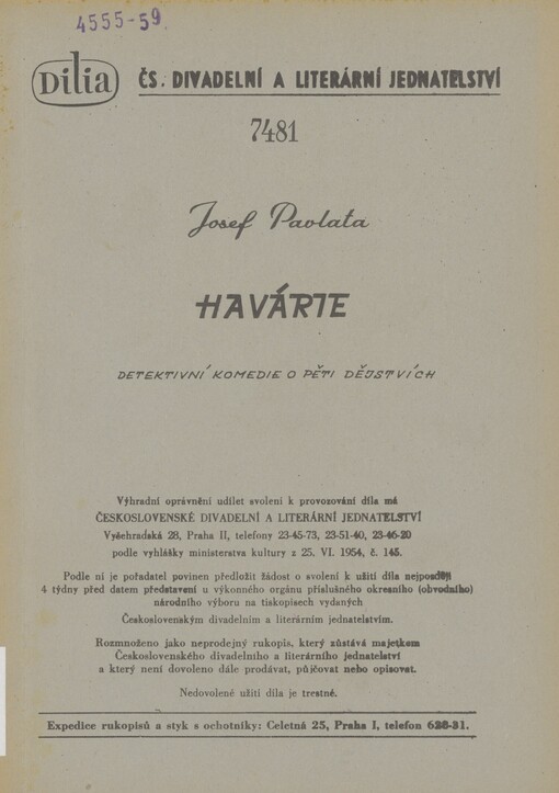 Havárie: detektivní komedie o pěti dějstvích