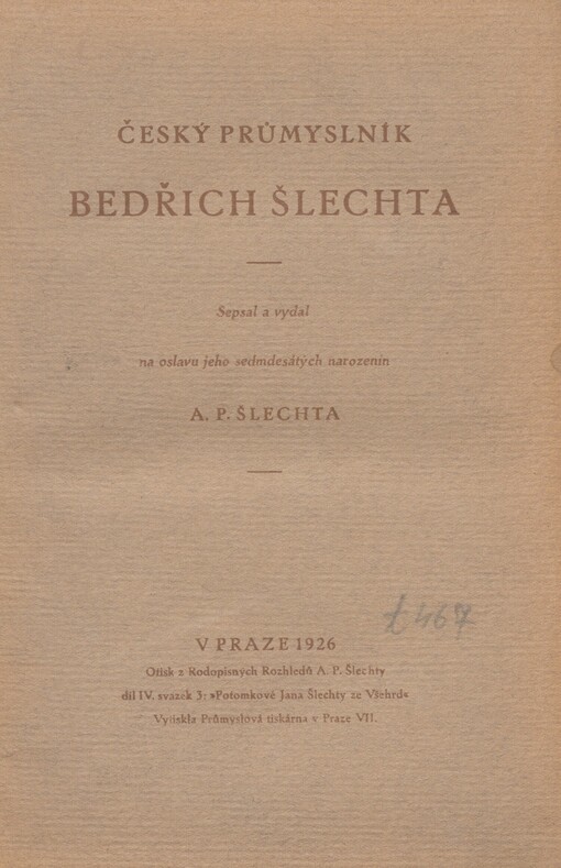 Český průmyslník Bedřich Šlechta