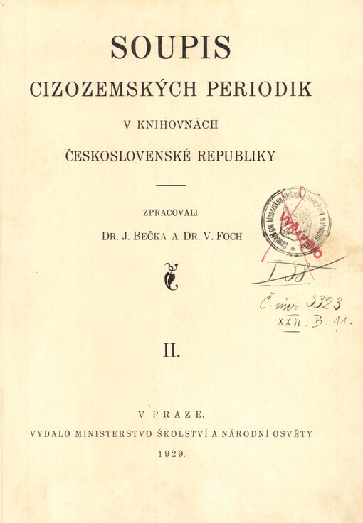 Soupis cizozemských periodik v knihovnách Československé republiky