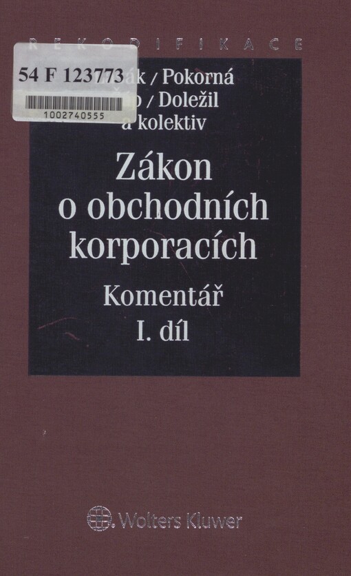 Zákon o obchodních korporacích: komentář