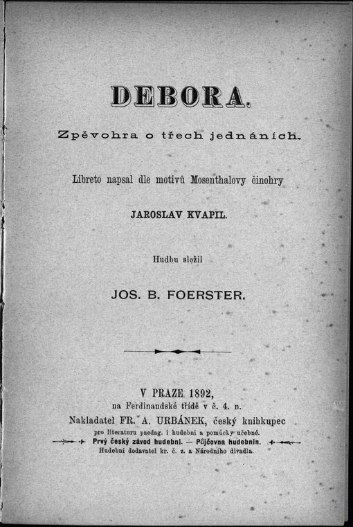 Debora: zpěvohra o třech jednáních