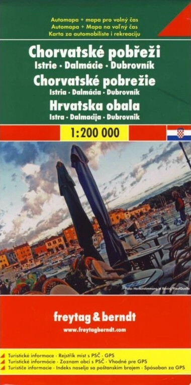 Chorvatské pobřeži [i.e. pobřeží]Istrie, Dalmácie, Dubrovník : automapa : turistické informace, rejstřík míst s PSČ, GPS : 1:200 000 = Chorvatské pobrežie = Hrvatska obala = Kroatien Küste = Croatia coast = Croatie côte