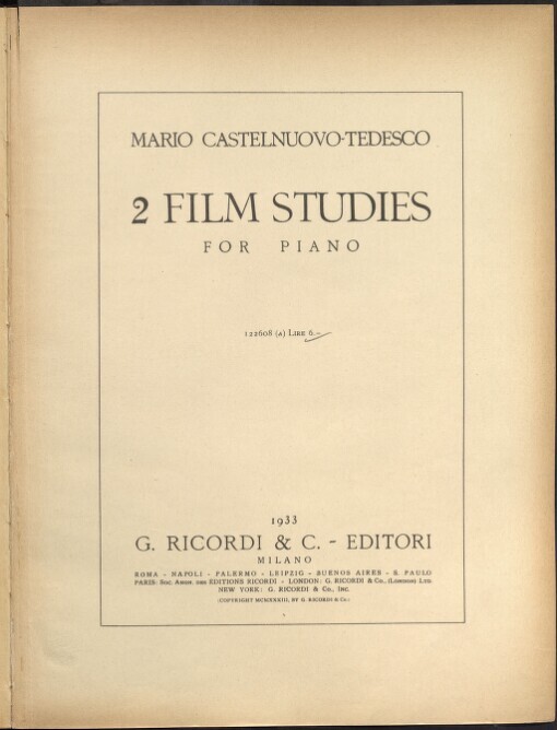 2 film studies: for piano