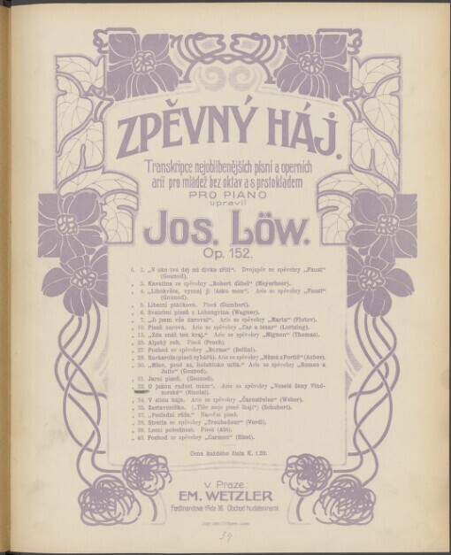 Zpěvný háj: transkripce nejoblíbenějších písní a operních arií pro mládež bez oktav a s prstokladem ; op. 152. Č. 32. 