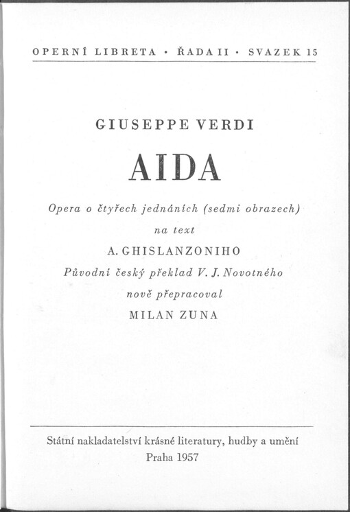 Aida: opera o čtyřech jednáních (sedmi obrazech)