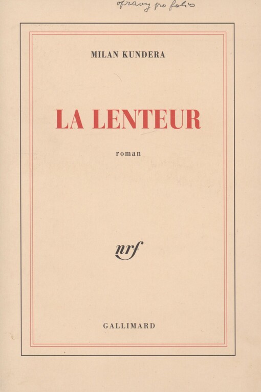 La lenteur: roman