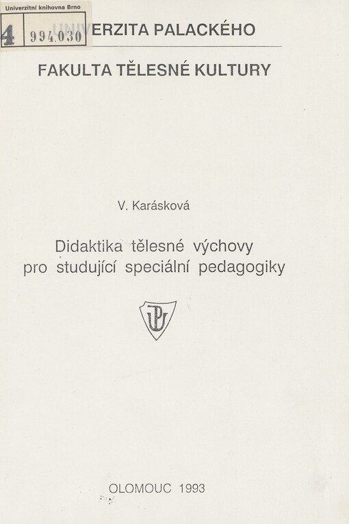 Didaktika tělesné výchovy pro studující speciální pedagogiky