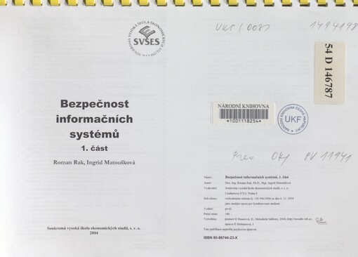 Bezpečnost informačních systémů.1. část