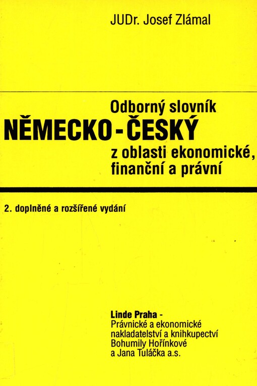 Odborný slovník německo-český z oblasti ekonomické, finanční a právní