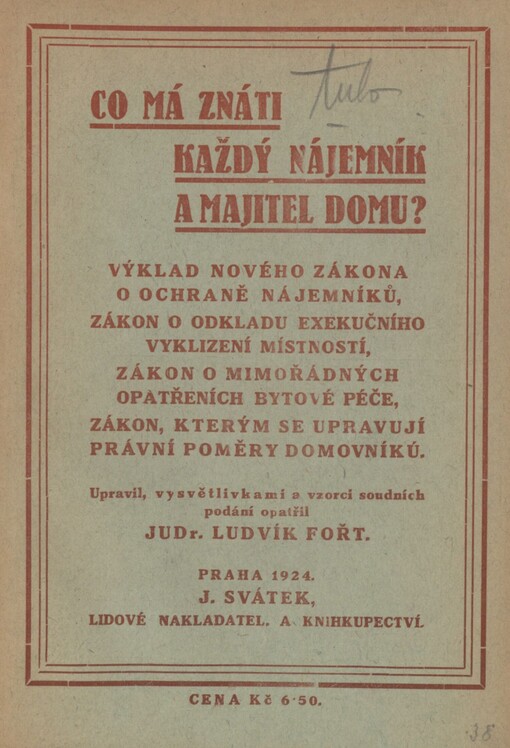 Co má znáti každý nájemník a majitel domu?