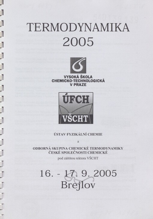 Termodynamika 2005: Brejlov 16.-17.9.2005 : [sborník konference]