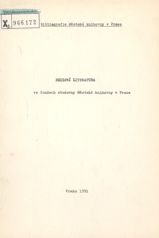 Exilová literatura ve fondech studovny Městské knihovny v Praze