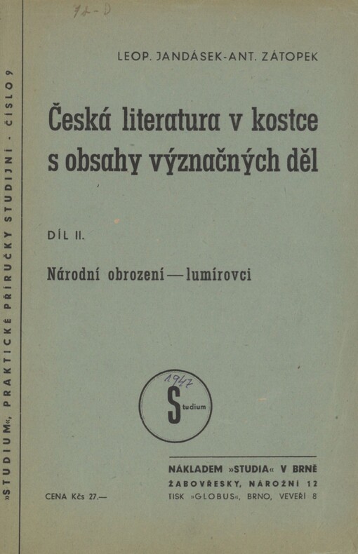 Česká literatura v kostce s obsahy význačných děl. Díl II. Národní obrození - lumírovci