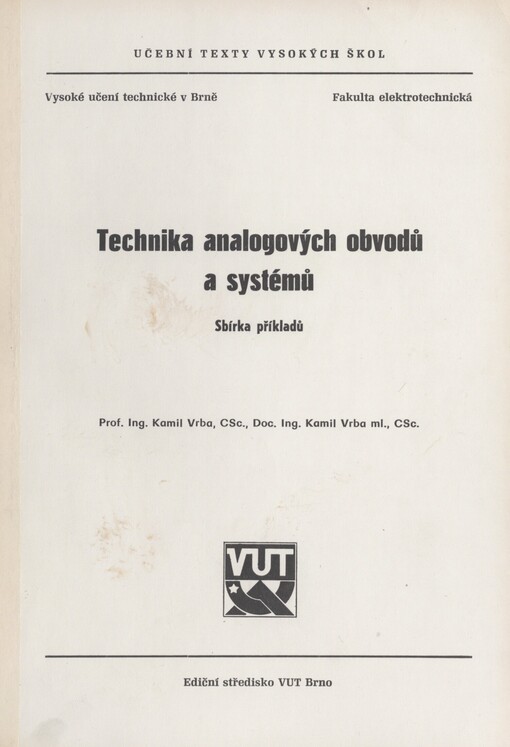 Technika analogových obvodů a systémů: sbírka příkladů