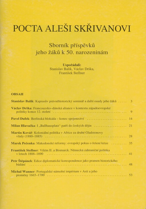 Pocta Aleši Skřivanovi: sborník příspěvků jeho žáků k 50. narozeninám