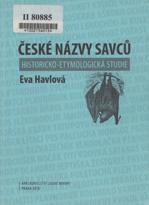České názvy savců: historicko-etymologická studie