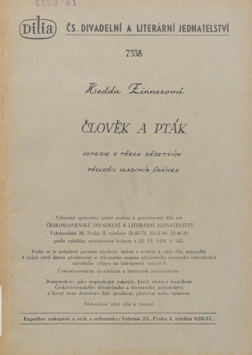 Člověk a pták: komedie o třech dějstvích