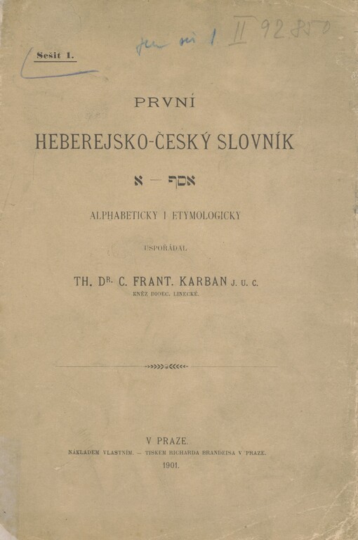 První heberejsko-český slovník. Seš. 1