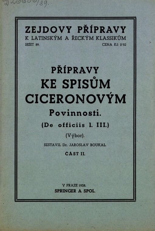 Přípravy ke spisům Ciceronovým