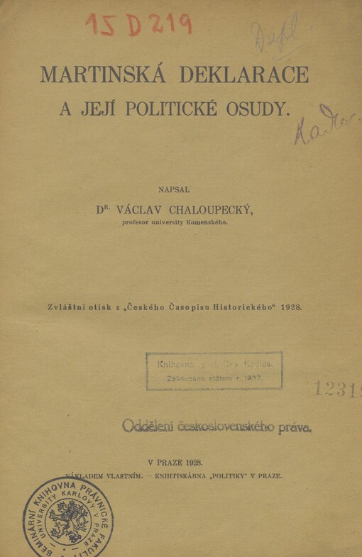 Martinská deklarace a její politické osudy