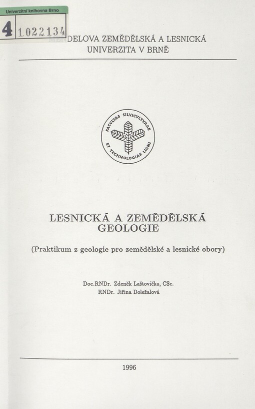 Lesnická a zemědělská geologie: (praktikum z geologie pro zemědělské a lesnické obory)