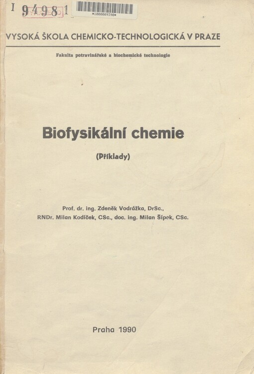 Biofysikální chemie: (příklady)