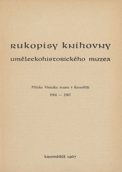 Rukopisy knihovny uměleckohistorického muzea
