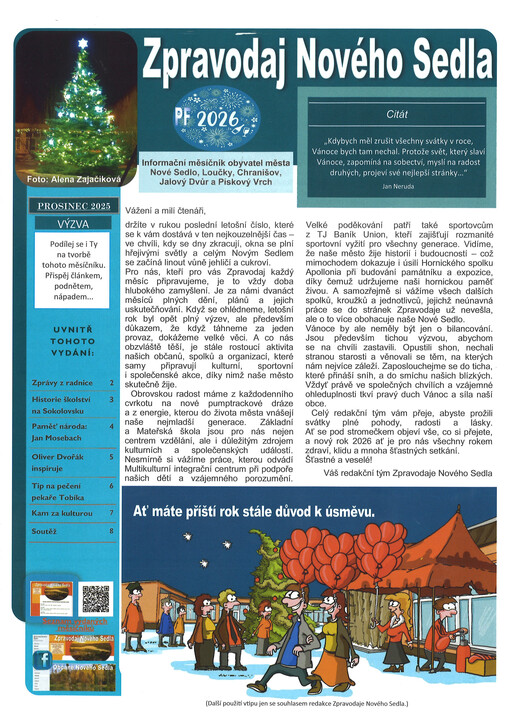 Zpravodaj Nového Sedla : informační měsíčník pro obyvatele Nového Sedla, Louček, Chranišova, Jalového Dvora a Pískového Vrchu