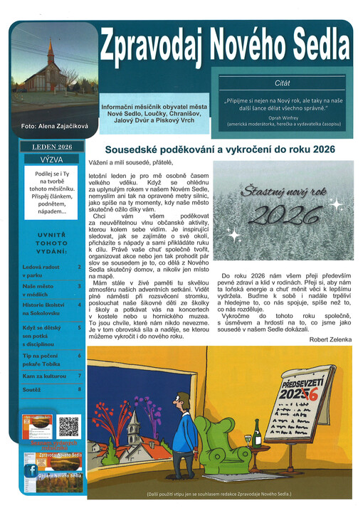 Zpravodaj Nového Sedla : informační měsíčník pro obyvatele Nového Sedla, Louček, Chranišova, Jalového Dvora a Pískového Vrchu