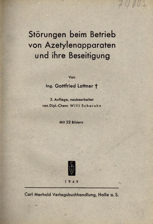 Störungen beim Betrieb von Azetylenapparaten und ihre Beseitigung