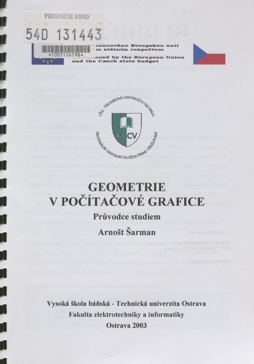 Geometrie v počítačové grafice: průvodce studiem
