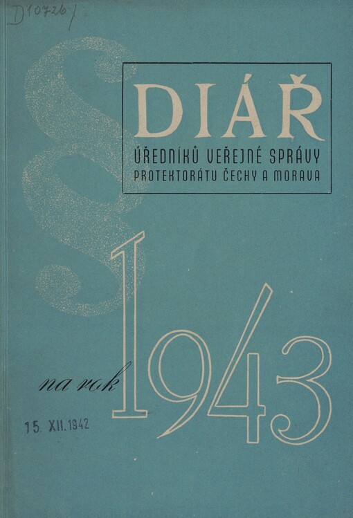 Diář úředníků veřejné správy Protektorátu Čechy a Morava na rok 1943