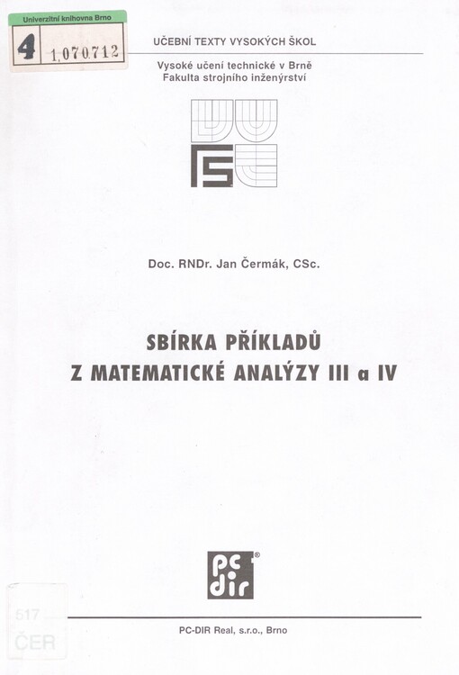 Sbírka příkladů z matematické analýzy III a IV