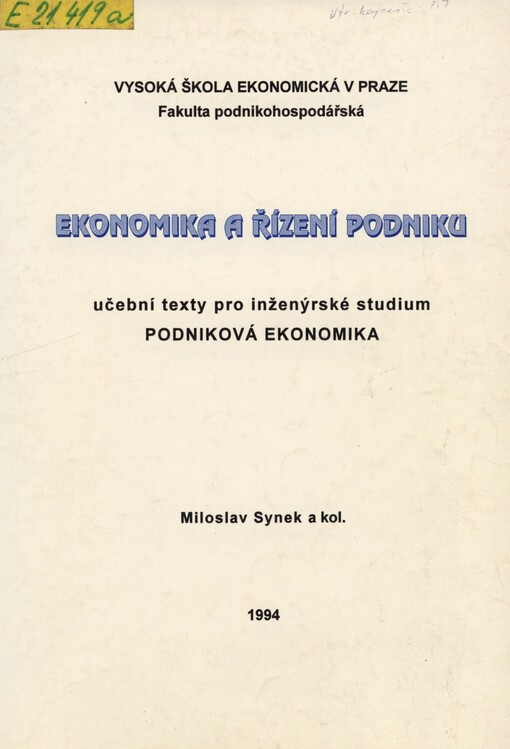 Ekonomika a řízení podniku