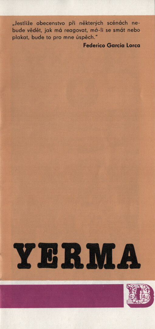 Federico García Lorca, Yerma : [dramatická báseň : premiéra 30. května 1987]