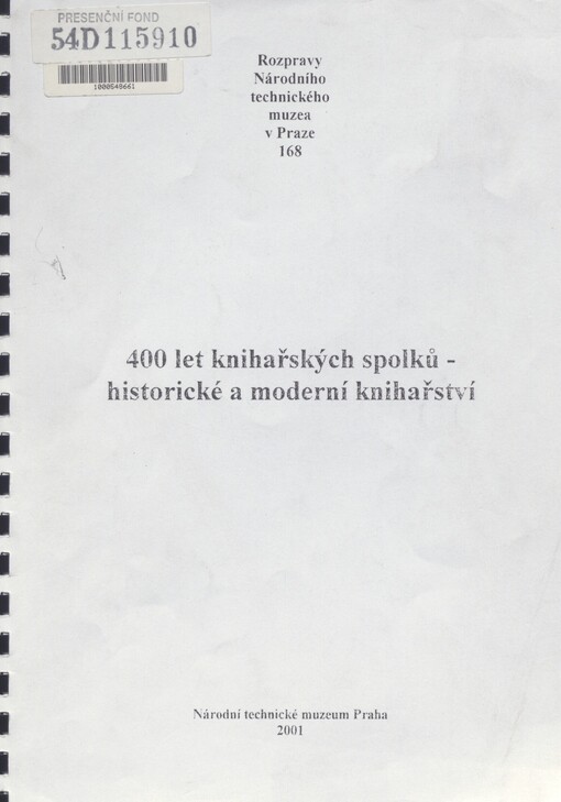 400 let knihařských spolků - historické a moderní knihařství