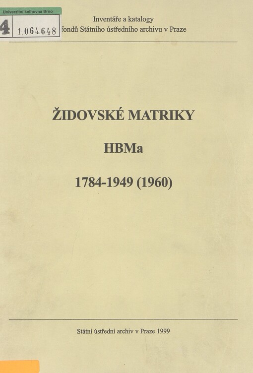 Židovské matriky HBMa 1784-1949 (1960)
