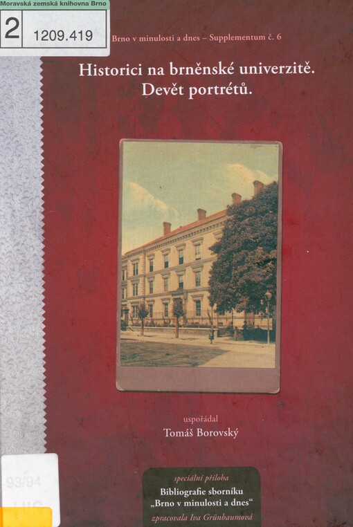 Historici na brněnské univerzitě: devět portrétů