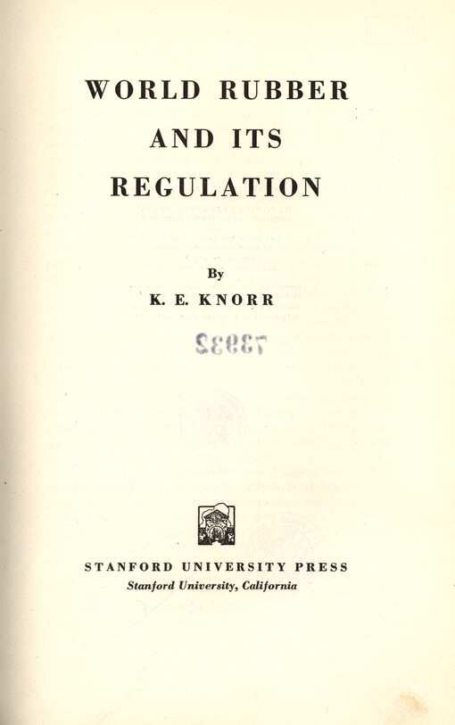 World rubber and its regulation