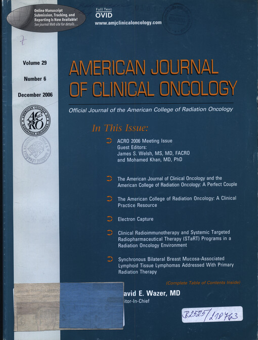 American journal of clinical oncology : cancer clinical trials
