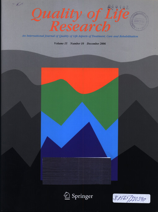 Quality of life research : official journal of the Society for Quality of Life Research : an international journal of quality of life aspects of treatment, care and rehabilitation