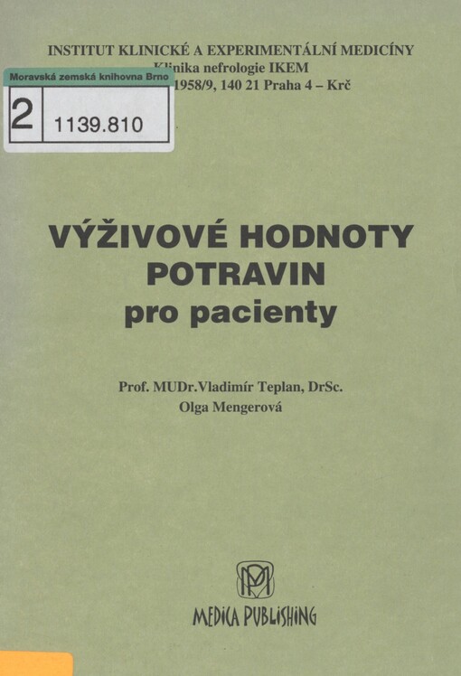 Výživové hodnoty potravin pro pacienty