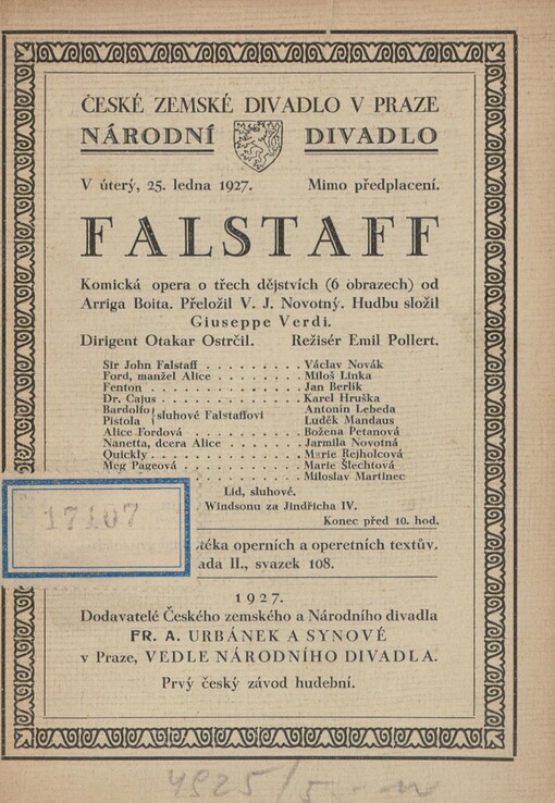 Falstaff: komedie lyrická o 3 jednáních