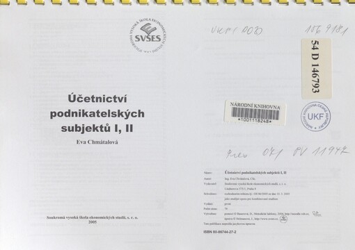 Účetnictví podnikatelských subjektů I, II