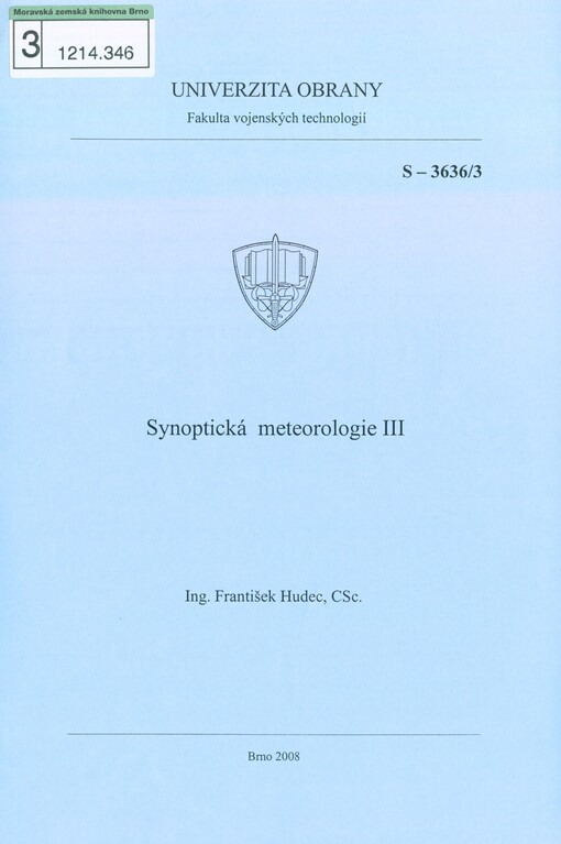 Synoptická meteorologie III: (skripta)