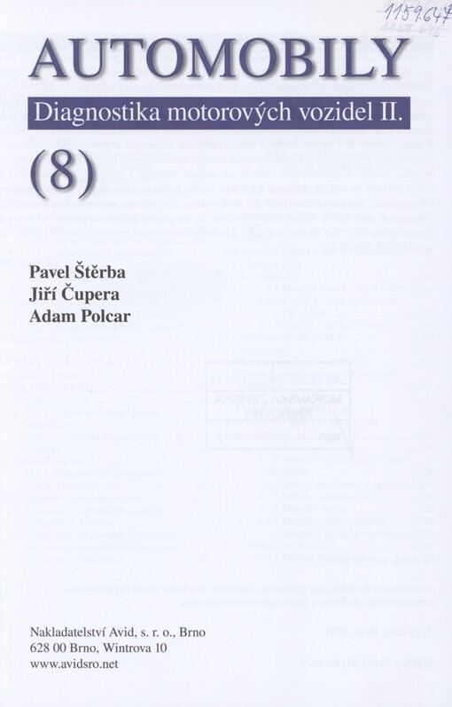 Automobily. (8). Diagnostika motorových vozidel II